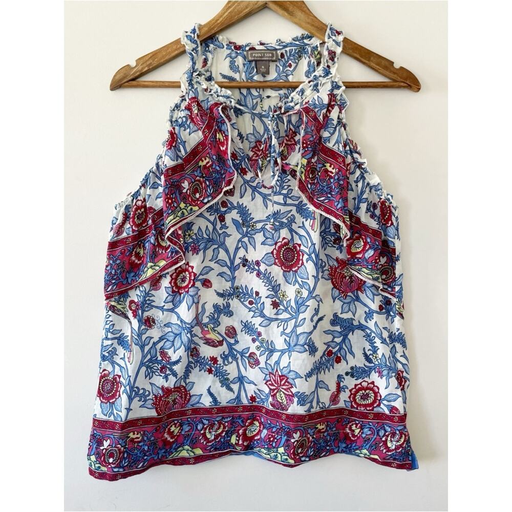 Point Sur by J. Crew Sleeveless Ruffle Detail Top Size 8 EUC